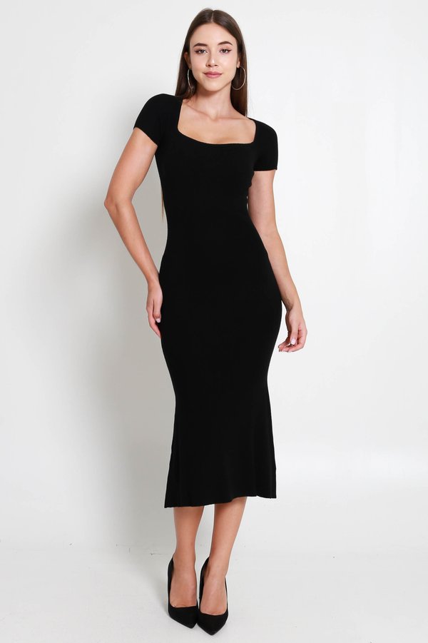 Harrell Knit Mermaid Dress (Black)