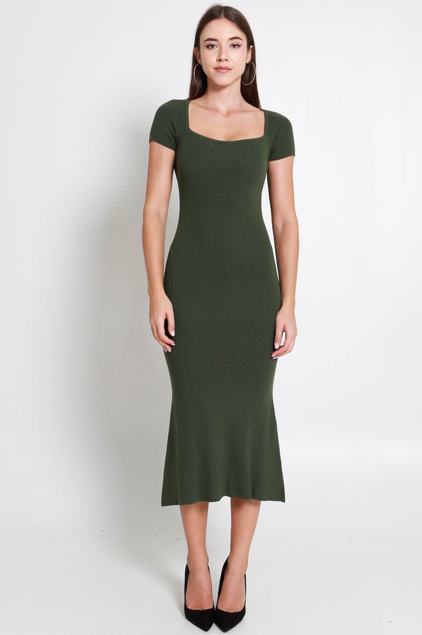 Harrell Knit Mermaid Dress (Olive)