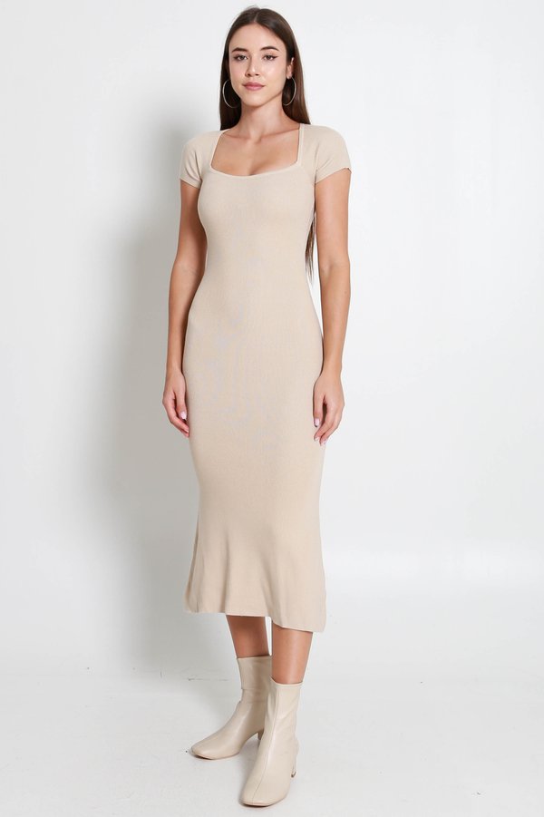 Harrell Knit Mermaid Dress (Ivory)