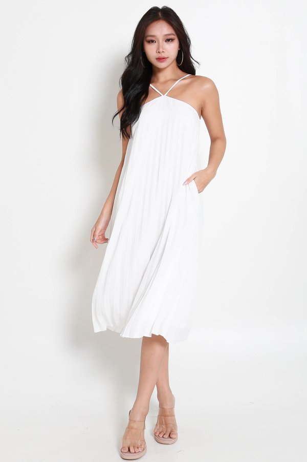 Gisela Halter Pleated Dress (White) Gisela Halter Pleated Dress (White)