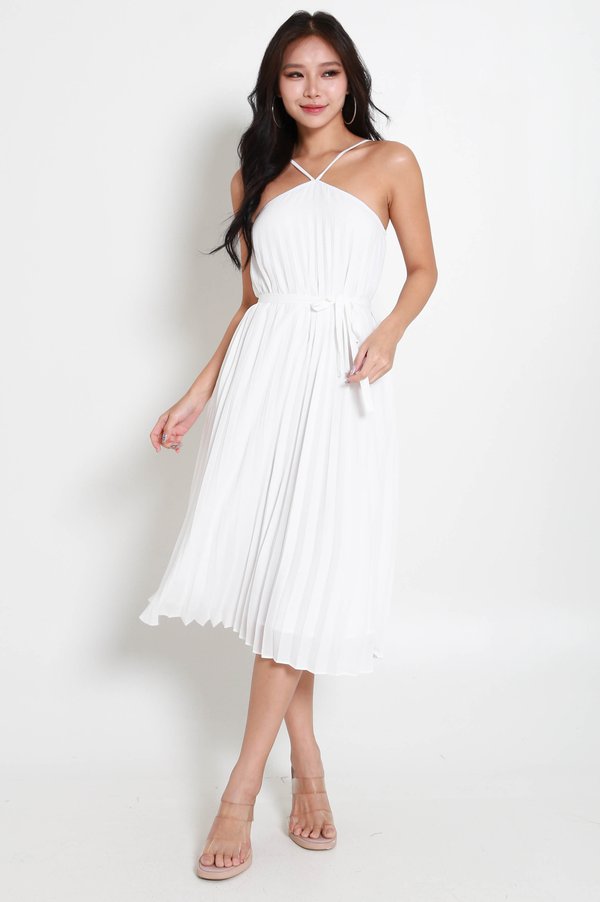 Gisela Halter Pleated Dress (White) Gisela Halter Pleated Dress (White)