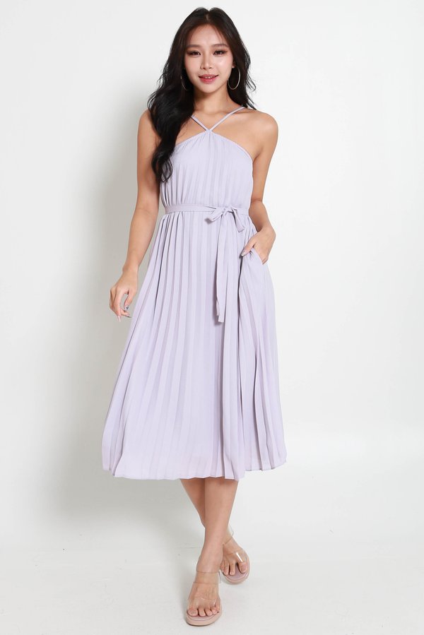 Gisela Halter Pleated Dress (Lilac)