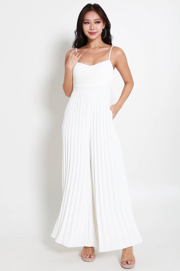 Roxie Pleated Jumpsuit (White)