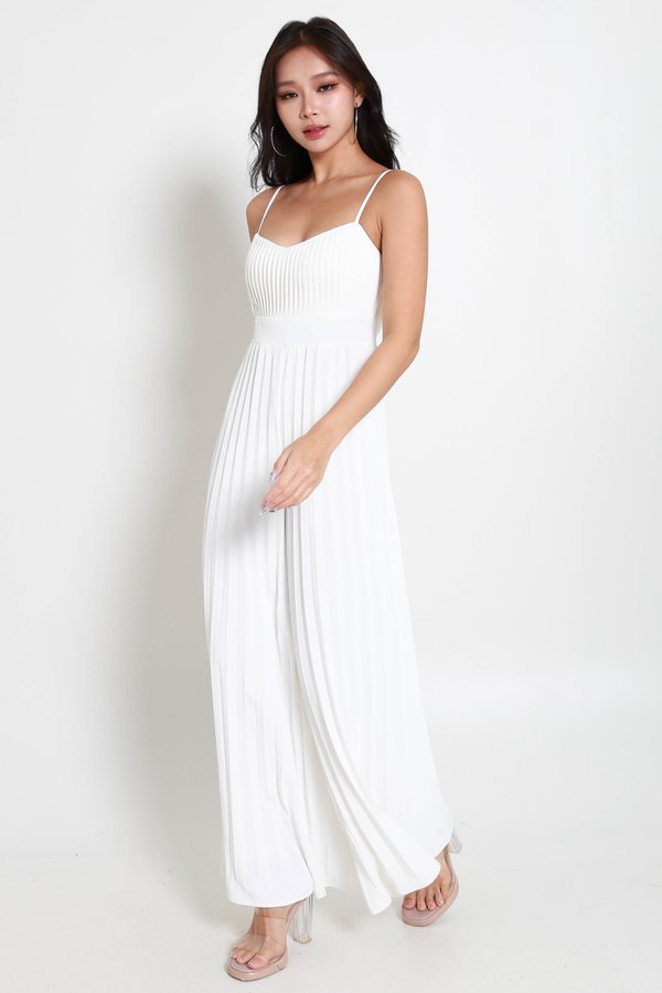 Roxie Pleated Jumpsuit (White)