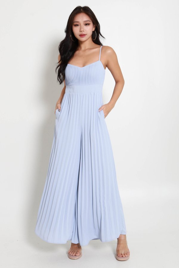 [PETITE] Roxie Pleated Jumpsuit (Ocean Blue)
