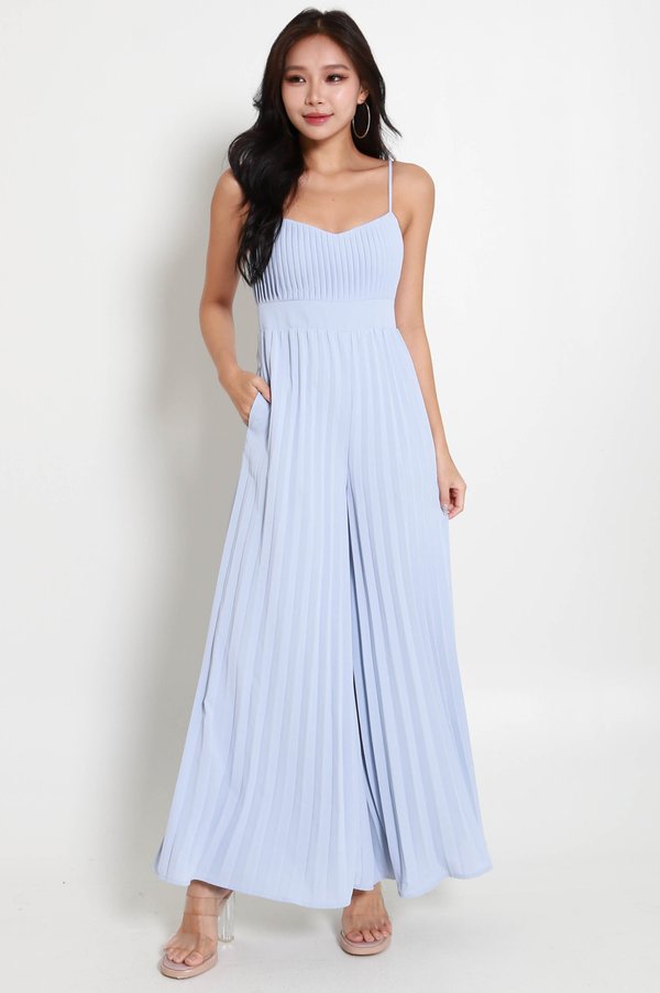 [PETITE] Roxie Pleated Jumpsuit (Ocean Blue)