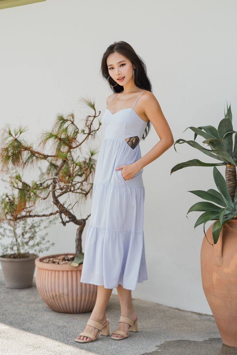 Larissa Sweetheart Side Cutout Tier Dress (Periwinkle Blue) | Carrislabelle