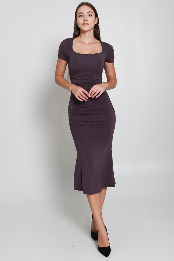 Amelia Mermaid Midi Dress (Royal Purple)