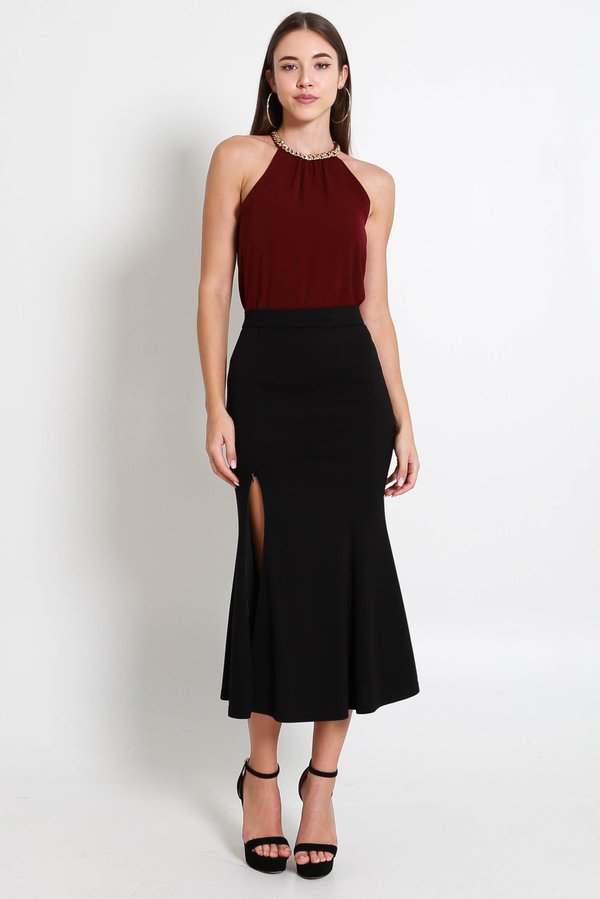 *Cloud* Genessa Mermaid Midi Skirt (Black)