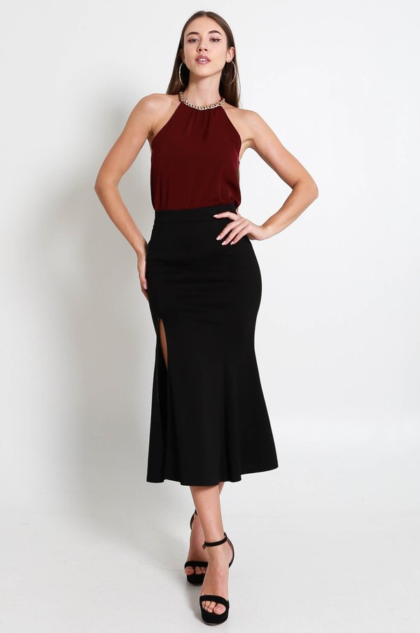 *Cloud* Genessa Mermaid Midi Skirt (Black)