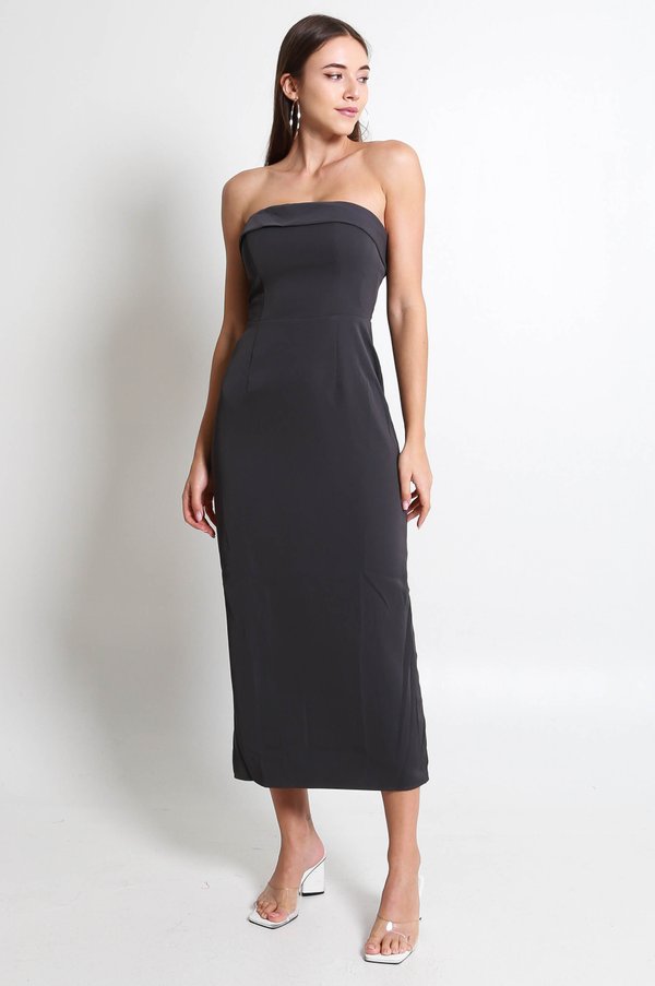 Brantley Tube Midi Dress (Gunmetal)