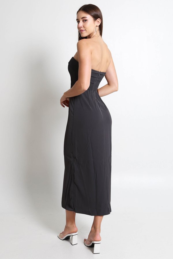 Brantley Tube Midi Dress (Gunmetal)