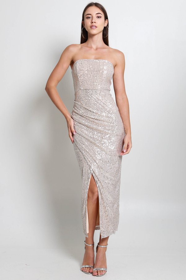 Olivia Shimmery Dress (Champagne Rose)