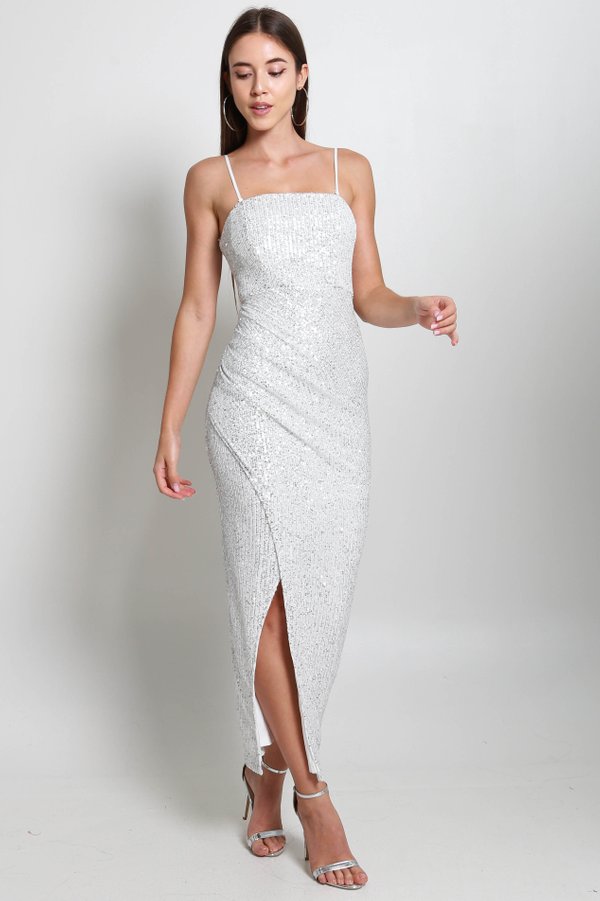 Olivia Shimmery Dress (White)