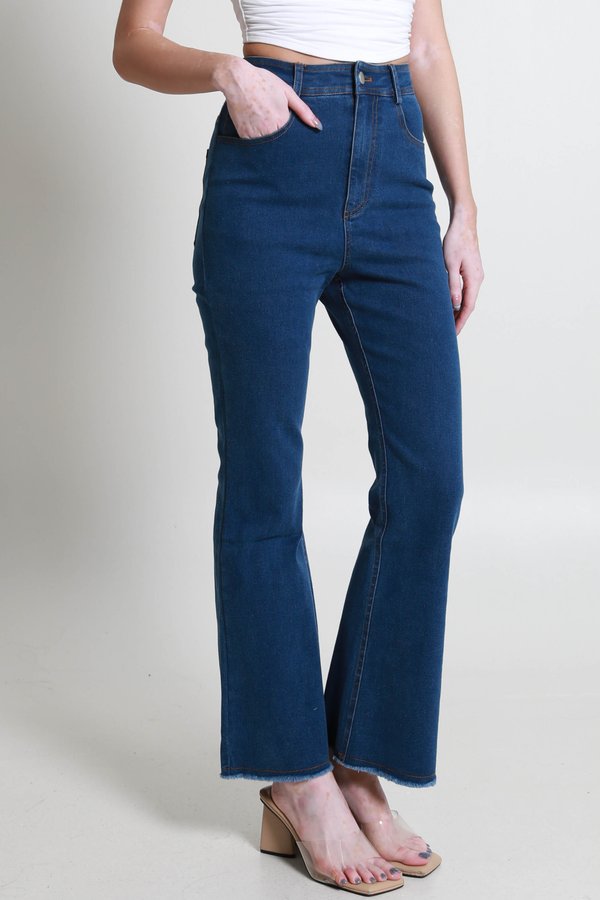 Hailey Raw Hem Jeans (Dark)