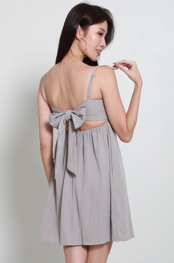 Kel Ribbon Back Dress (Stone)