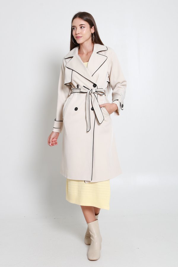 Erica Contrast Trench Coat (Ivory)