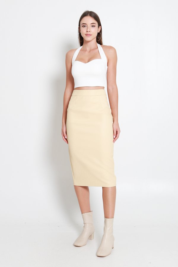 Tara Leather Midi Skirt (Daffodil) Tara Leather Midi Skirt (Daffodil)