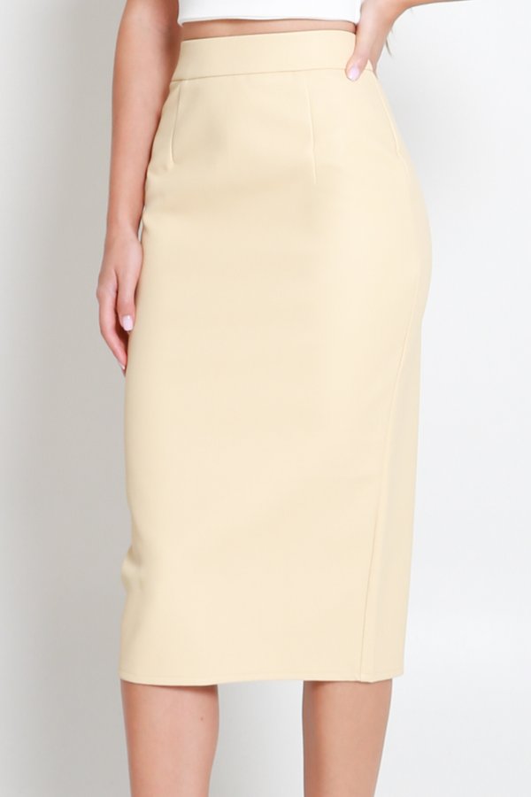 Tara Leather Midi Skirt (Daffodil) Tara Leather Midi Skirt (Daffodil)