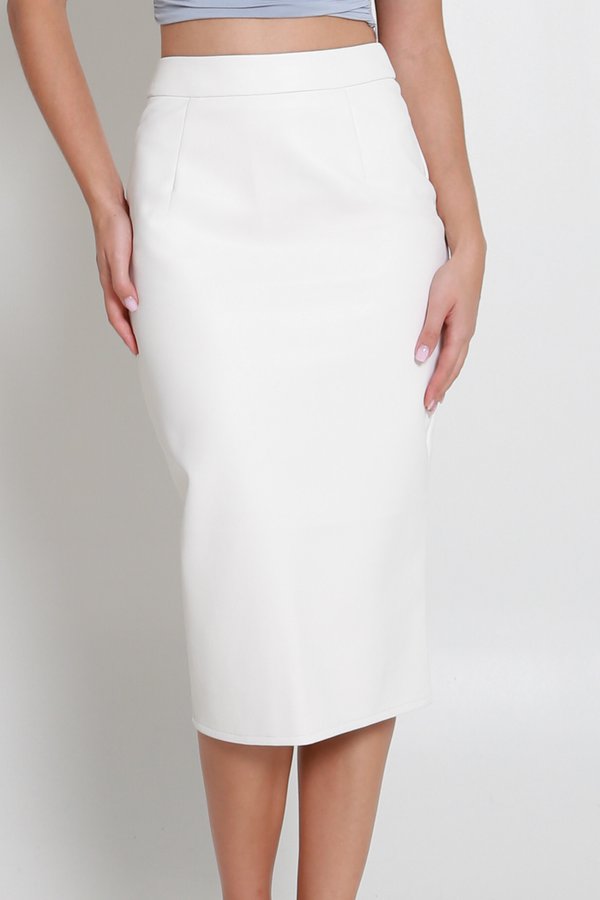Tara Leather Midi Skirt (White) Tara Leather Midi Skirt (White)