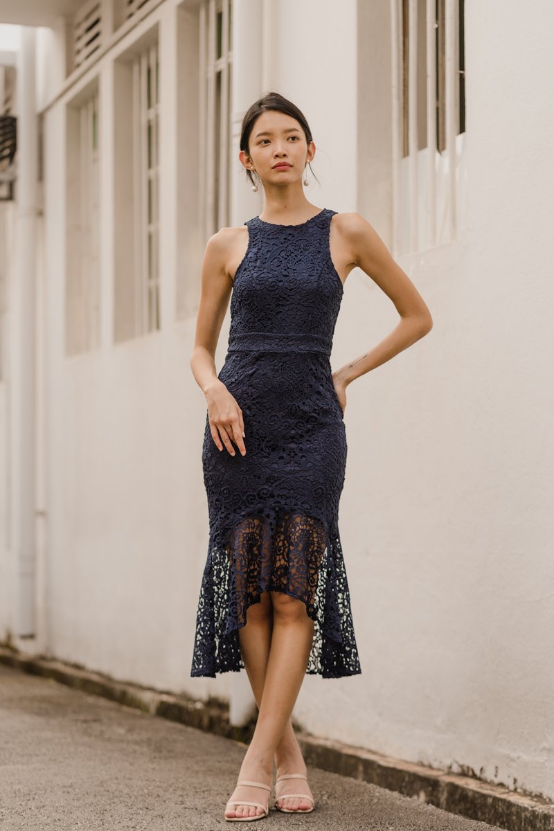 Helen Crochet Dress (Navy) Carrislabelle