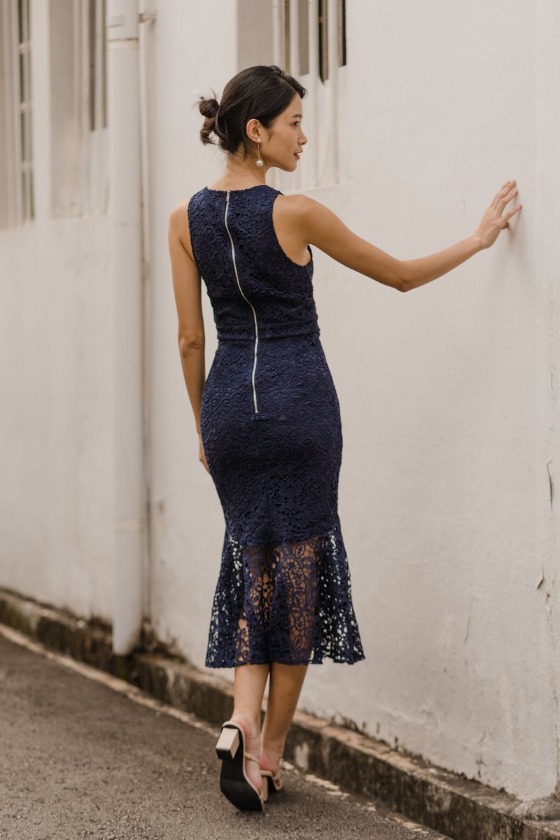 Helen Crochet Dress (Navy) Carrislabelle