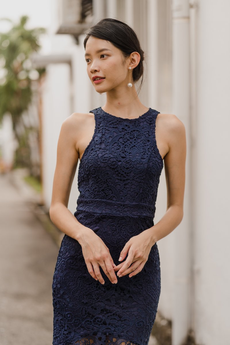 Helen Crochet Dress (Navy) Carrislabelle