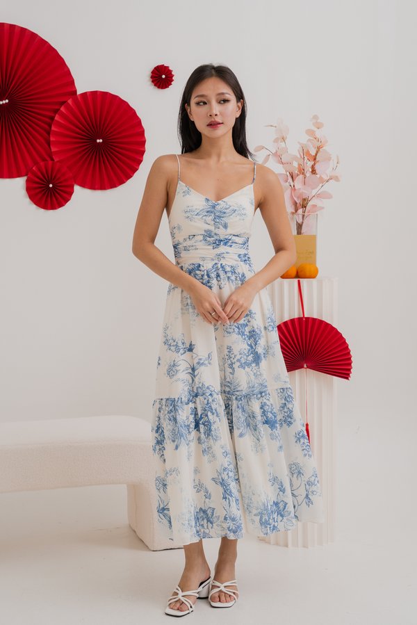 Adeline V Neck Dress (Light Blue White Floral) Adeline V Neck Dress (Light Blue White Floral)