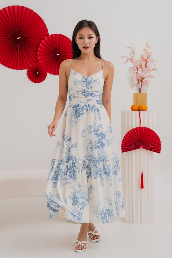Adeline V Neck Dress (Light Blue White Floral) Adeline V Neck Dress (Light Blue White Floral)