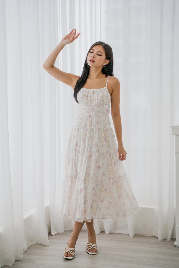 Daisy Floral Tiered Dress (White)