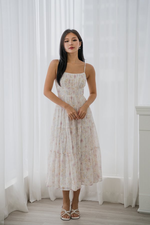 Daisy Floral Tiered Dress (White)