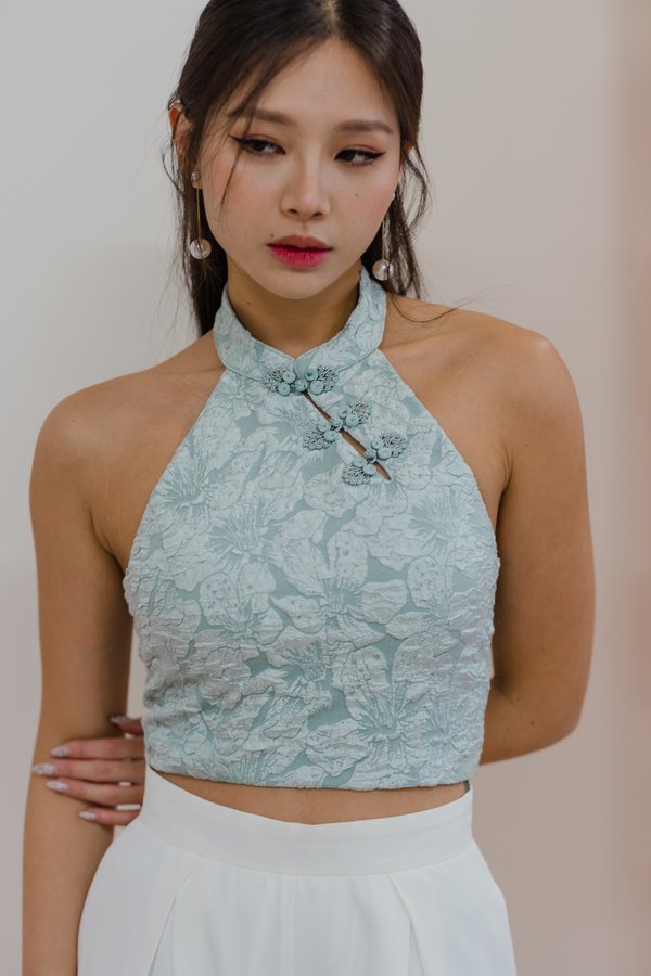 Hua Embossed Qipao Top (Mint)