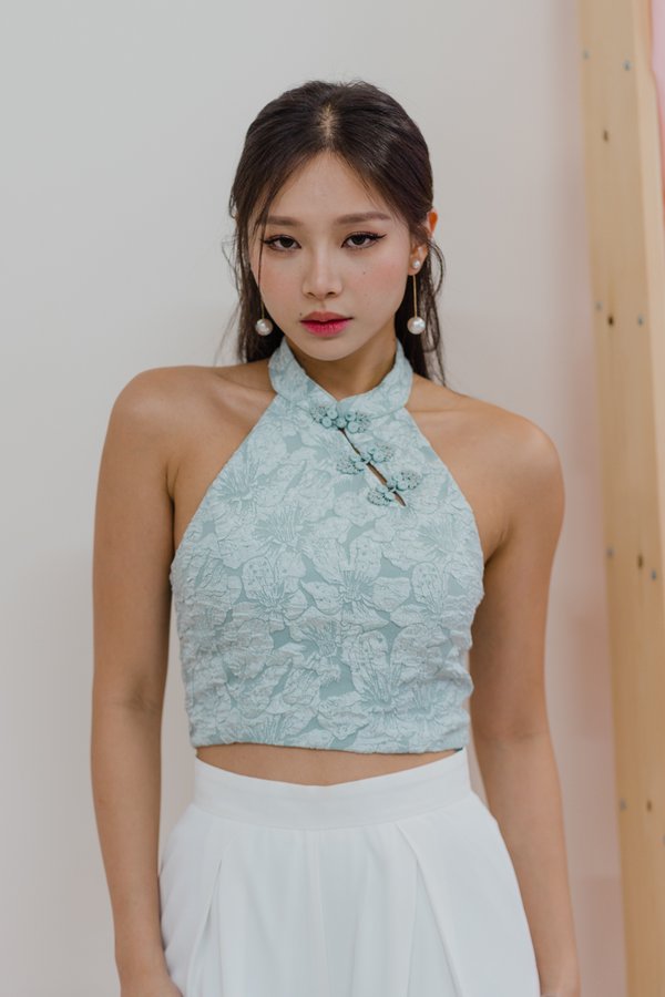 Hua Embossed Qipao Top (Mint)
