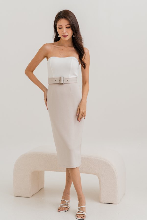 *Cloud* Genie Colourblock Tube Dress (White/Cream) *Cloud* Genie Colourblock Tube Dress (White/Cream)