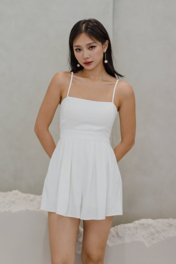 Lazier Pleated Romper (White)