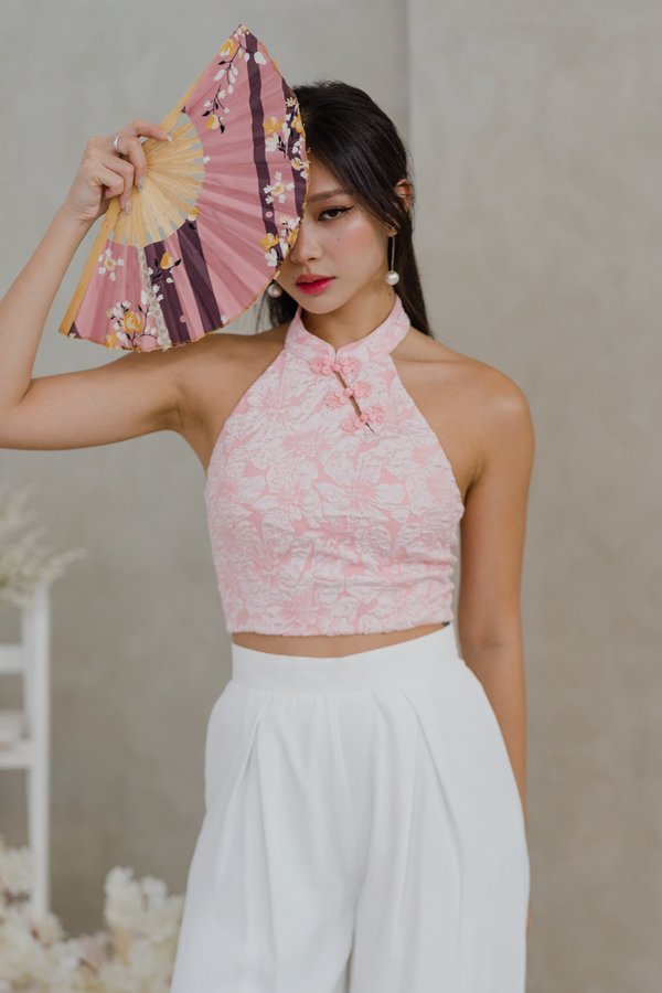 Hua Embossed Qipao Top (Pink)