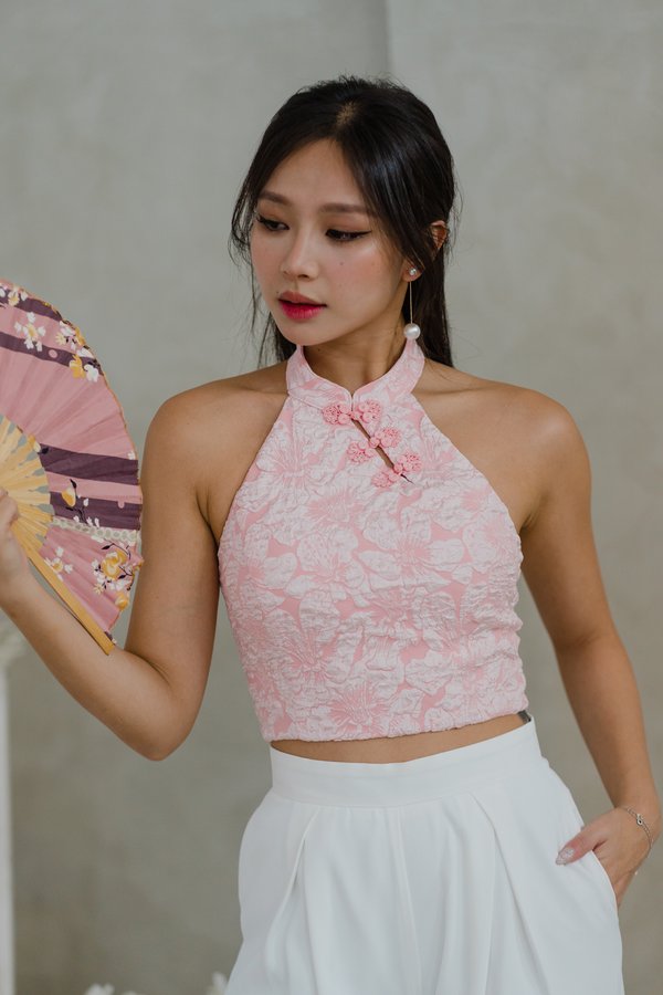 Hua Embossed Qipao Top (Pink)