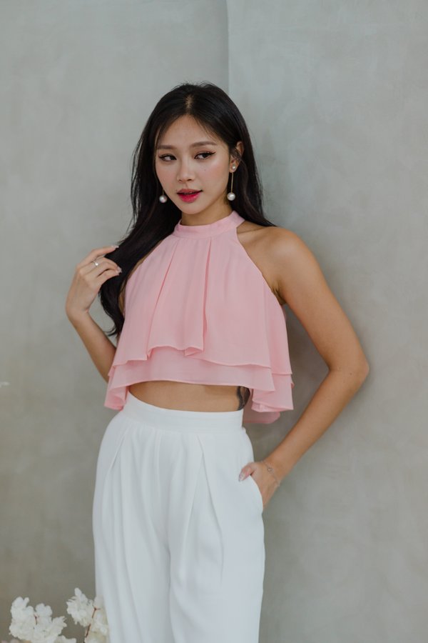 Brena Flutter High Neck Top (Pink) Brena Flutter High Neck Top (Pink)