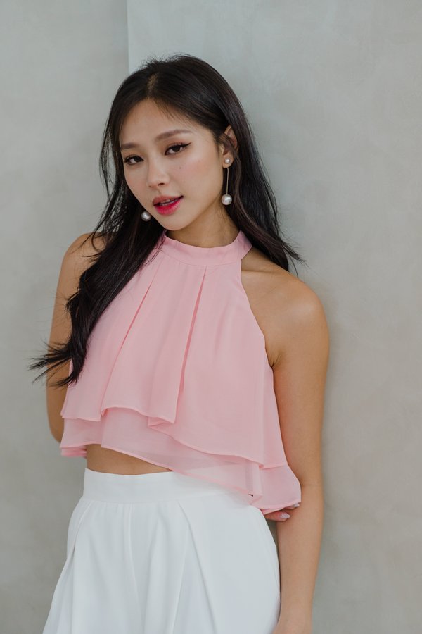 Brena Flutter High Neck Top (Pink) Brena Flutter High Neck Top (Pink)