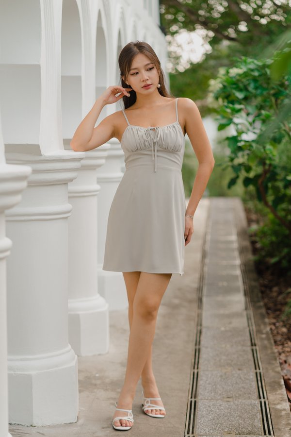 Berlin Ribbon Tie Dress (Stone Sage)