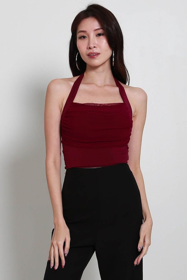 Noelle Mesh Halter (Wine)
