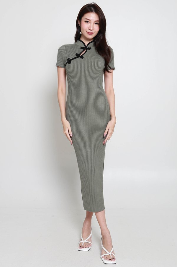 Qi Cheongsam Dress (Sage)