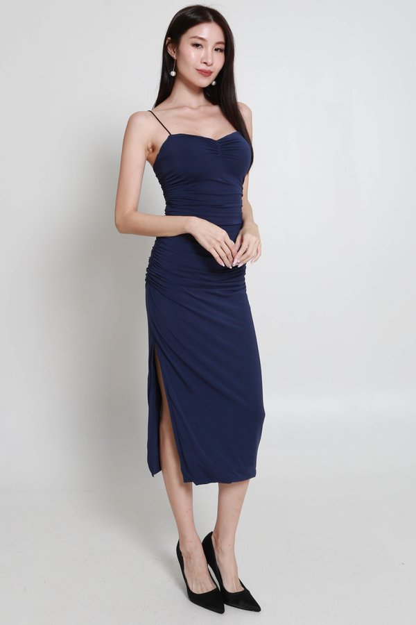 Ferlyn Sweetheart Ruch Dress (Navy)