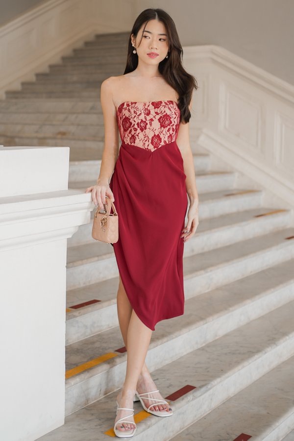 Kai Asymmetrical Dress (Maroon)