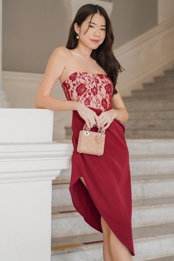 Kai Asymmetrical Dress (Maroon)