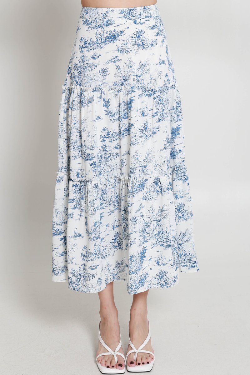 Estelle Floral Layered Skirt (Light Blue) | Carrislabelle
