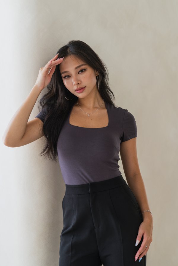 *Lite* [REGULAR] Lyla Queen Anne Top (Gunmetal)