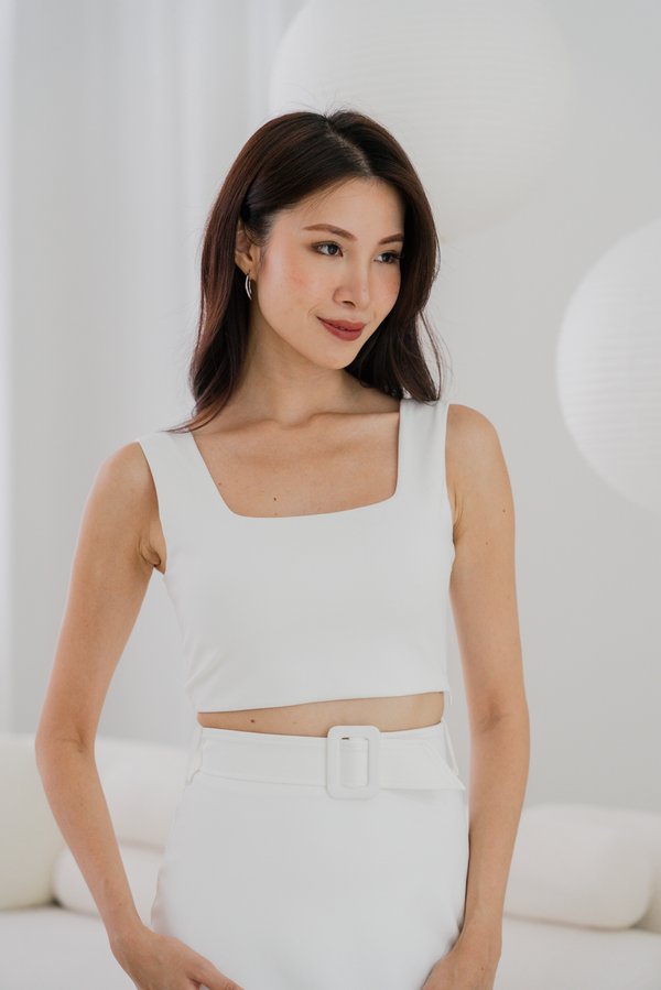 Kylie Square Neck Crop Top (White) Kylie Square Neck Crop Top (White)
