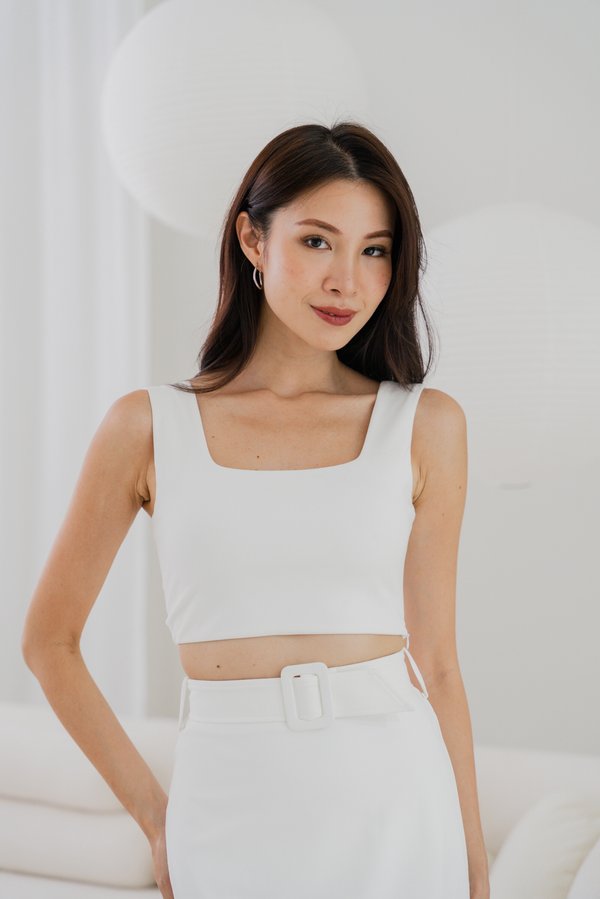 Kylie Square Neck Crop Top (White) Kylie Square Neck Crop Top (White)