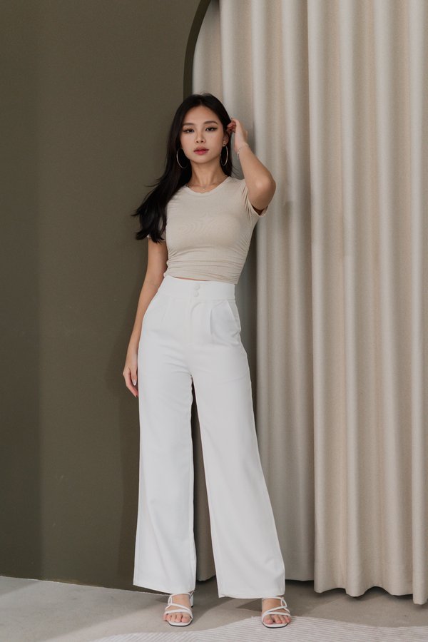 Jenise Double Button Pants (White) Jenise Double Button Pants (White)